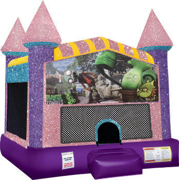 Zombies vs Plants Inflatable Bounce house with Basketball Goal Pink