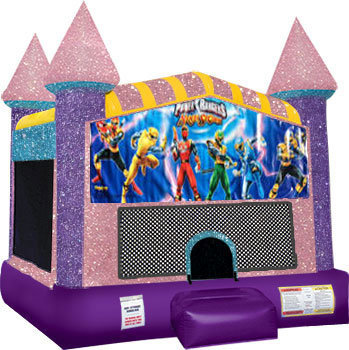 Power Rangers Inflatable bounce house with Basketball Goal Pink