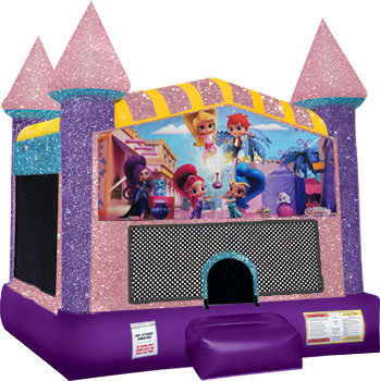 Shimmer and Shine Bounce house with Basketball Goal (pink)
