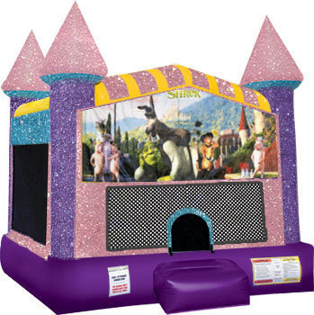 Shrek Inflatable bounce house with Basketball Goal Pink
