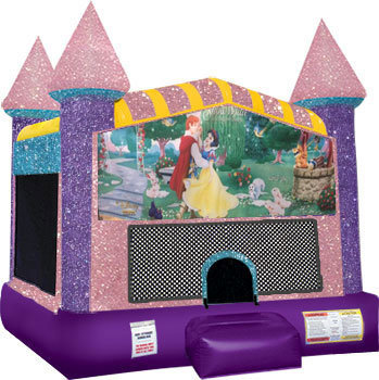 Snow White Inflatable bounce house with Basketball Goal Pink