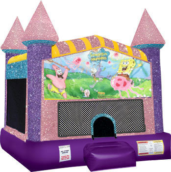 Spongebob Inflatable bounce house with Basketball Goal Pink