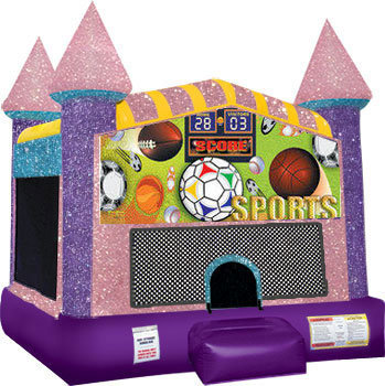 Sports Inflatable bounce house with Basketball Goal Pink
