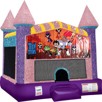 Teen Titans Bounce house with Basketball Goal (pink)