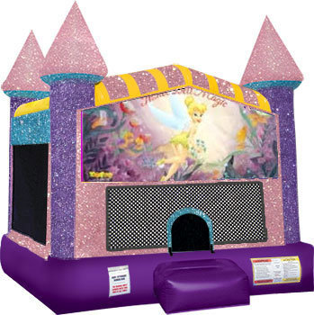 Tinkerbell Inflatable bounce house with Basketball Goal Pink