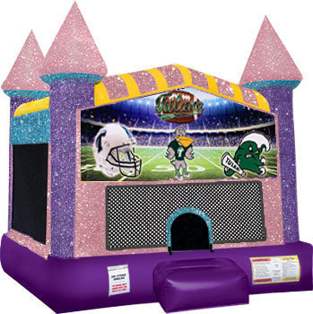 Tulane Inflatable bounce house with Basketball Goal Pink
