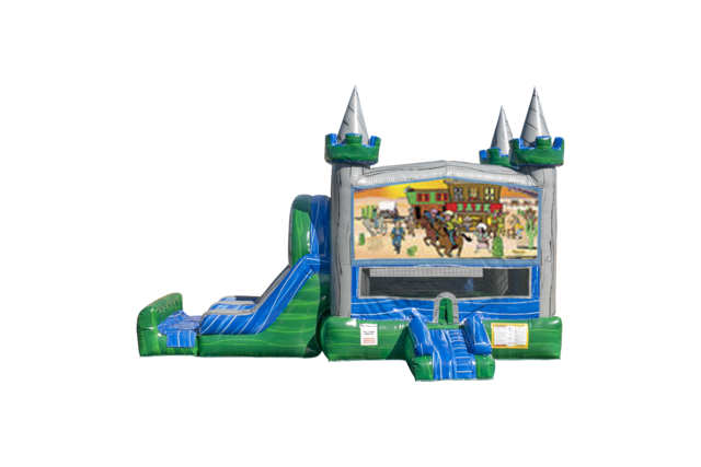 Western combo Double Lane Wet/Dry with Bounce House
