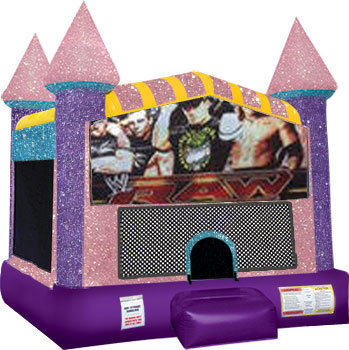 Wrestling Inflatable Bounce house with Basketball Goal Pink