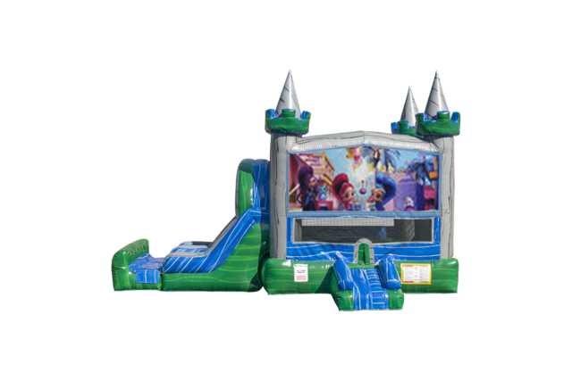 Shimmer and Shine Emerald combo Double Lane Wet/Dry with Bounce House