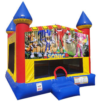 Sonic Bounce house with Basketball Goal 