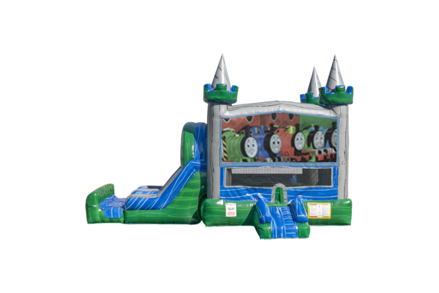 Train Emerald combo Double Lane Wet/Dry with Bounce House
