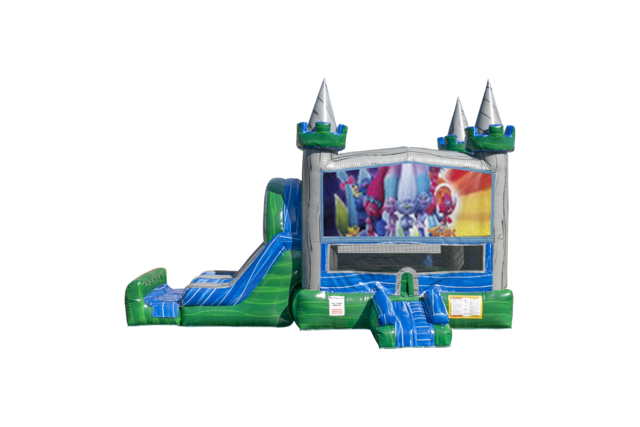 Trolls combo Double Lane Wet/Dry with Bounce House