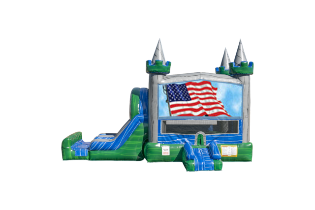 Patriotic Emerald combo Double Lane Wet/Dry with Bounce House