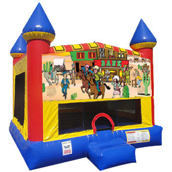 Western Inflatable bounce house with Basketball Goal 
