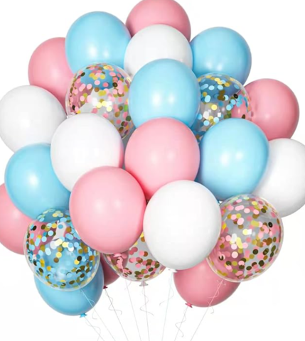 Gender Reveal Pink/Blue Balloons with Confetti 50pcs