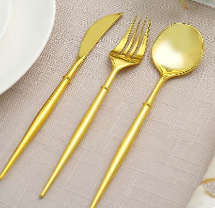 24 Pack Gold Modern Silverware Set