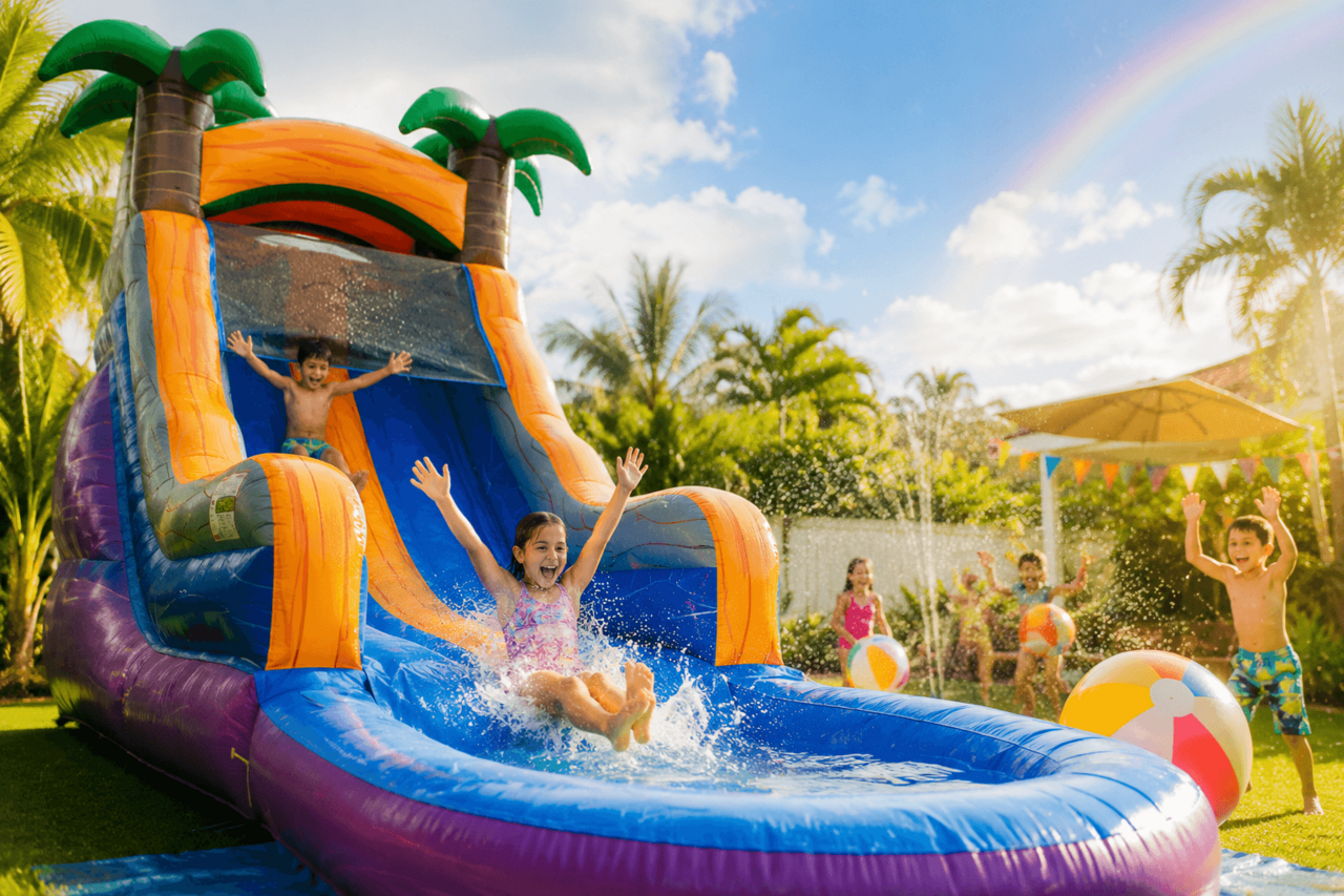 what happens if it rains on water slide rental