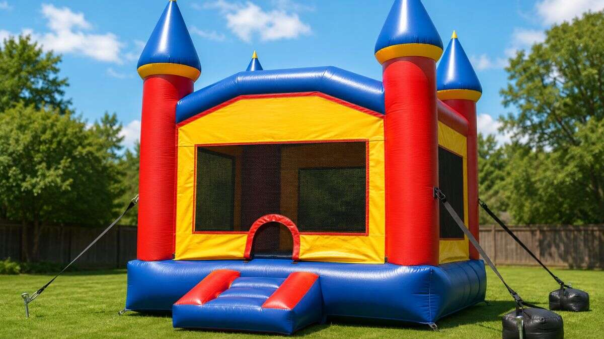 Colorful Backyard Castle Bounce House