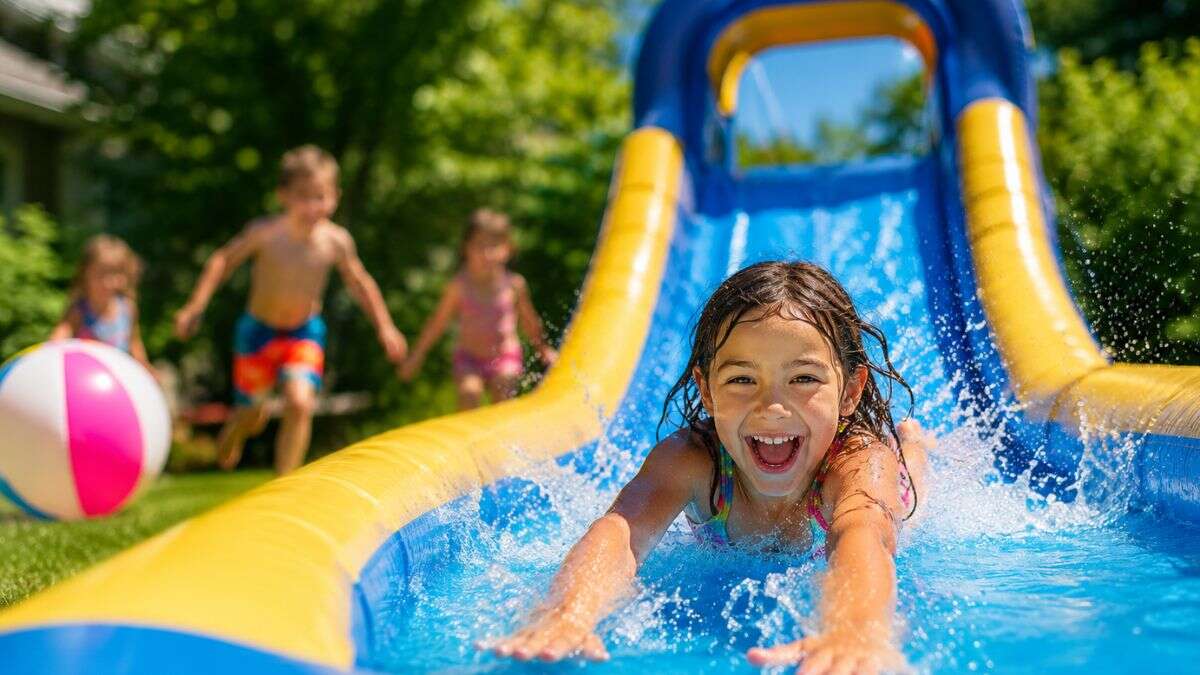 Joyful Backyard Water Slide Splash