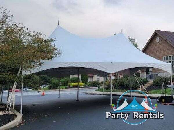 Elegant frame tent set up for a wedding reception