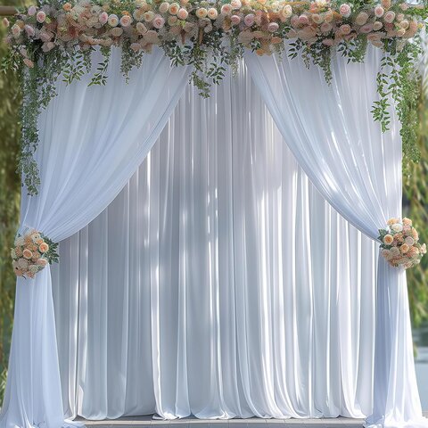white Drape 10 ft H x 5ft W