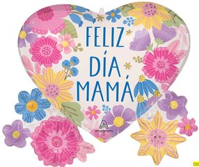29' Feliz Dia Mama Botanical Lines SuperShape Foil Balloon
