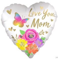 28' Jumbo Love You Mom Satin Floral Foil Balloon