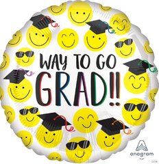 18' Grad Happy Faces Foil Balloon