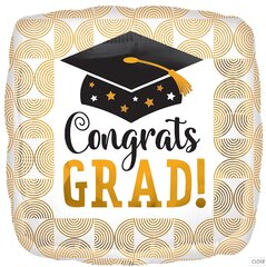 28' Jumbo Congrats Grad Ribbed Lines Foil Balloon
