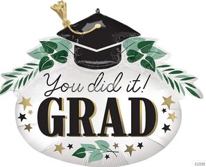 34' SuperShape Satin You Did It Ivy Grad Foil Balloon