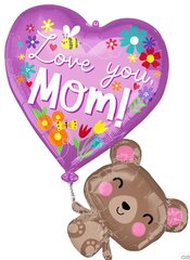 31' SuperShape Love You Mom Bear Foil Balloon