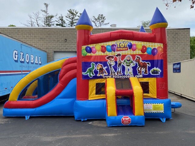 bounce house double slide