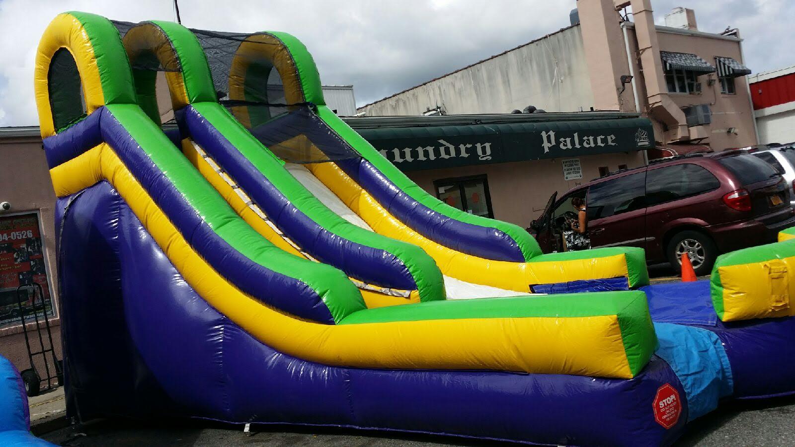 15FT Purple Yellow and Green Water Slide
