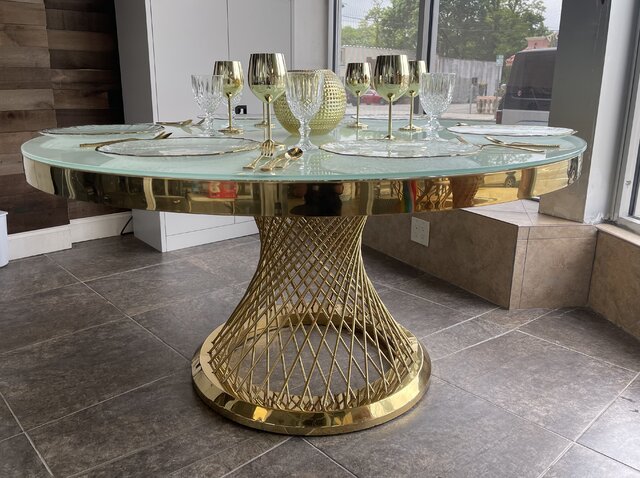 Gold Soho Twist Dining Table 
