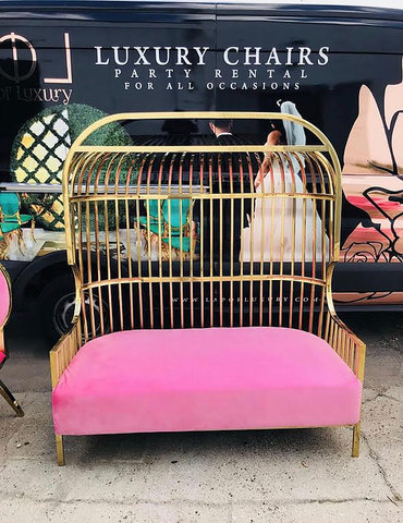 Gold & Pink Birdcage Loveseat