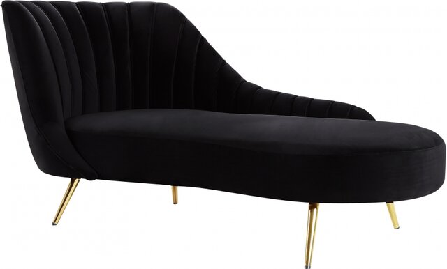 Black Tufted Chaise Lounge 