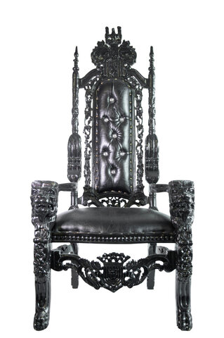 Black On Black Lion Head Throne Chair
