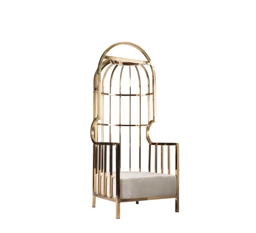 White & Gold Birdcage Chair