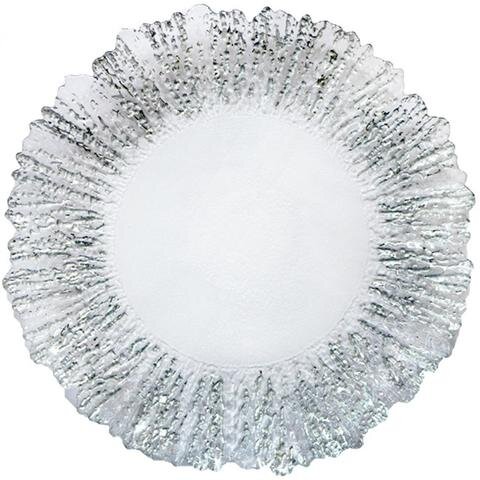 SILVER FLOWER BOMB CHARGER PLATE 