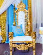 White & Gold Lion Head Throne Chair