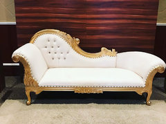 Gold & White Chaise