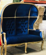 Blue & Gold Swede Dome Loveseat