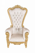 White & Gold Single Throne Chair 