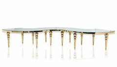 Gold Glass Top Serpentine Table
