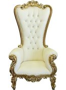 White & Gold Single Throne Chair