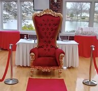 Red & Gold Swede Single Throne Chair
