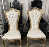 White & Gold Crown Chair