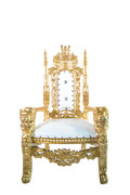 White & Gold Lion Head Kids Throne Chair