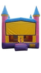 Yellow, Pink & Blue Castle Bounce House 