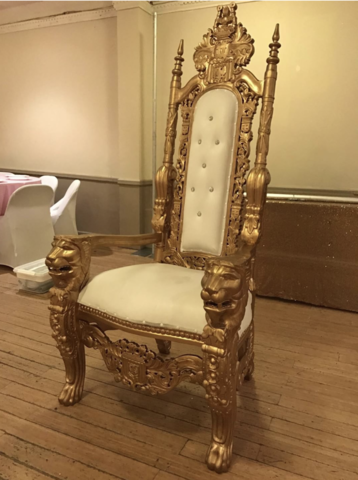 White and Gold Royal Throne Chair 